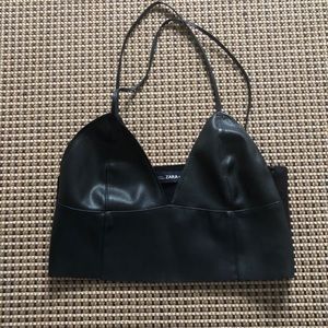 Zara faux leather bra top